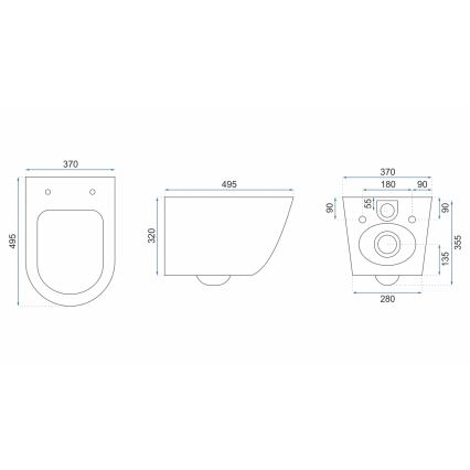 REA-C2760 - Závesné WC s toaletným sedadlom CARLO FLAT MINI RIMLESS keramika/lesklá biela