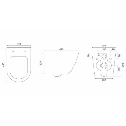 REA-C5500 - Závesné WC so sedátkom CARLO MINI TORNADO RIMLESS, keramika/krémová