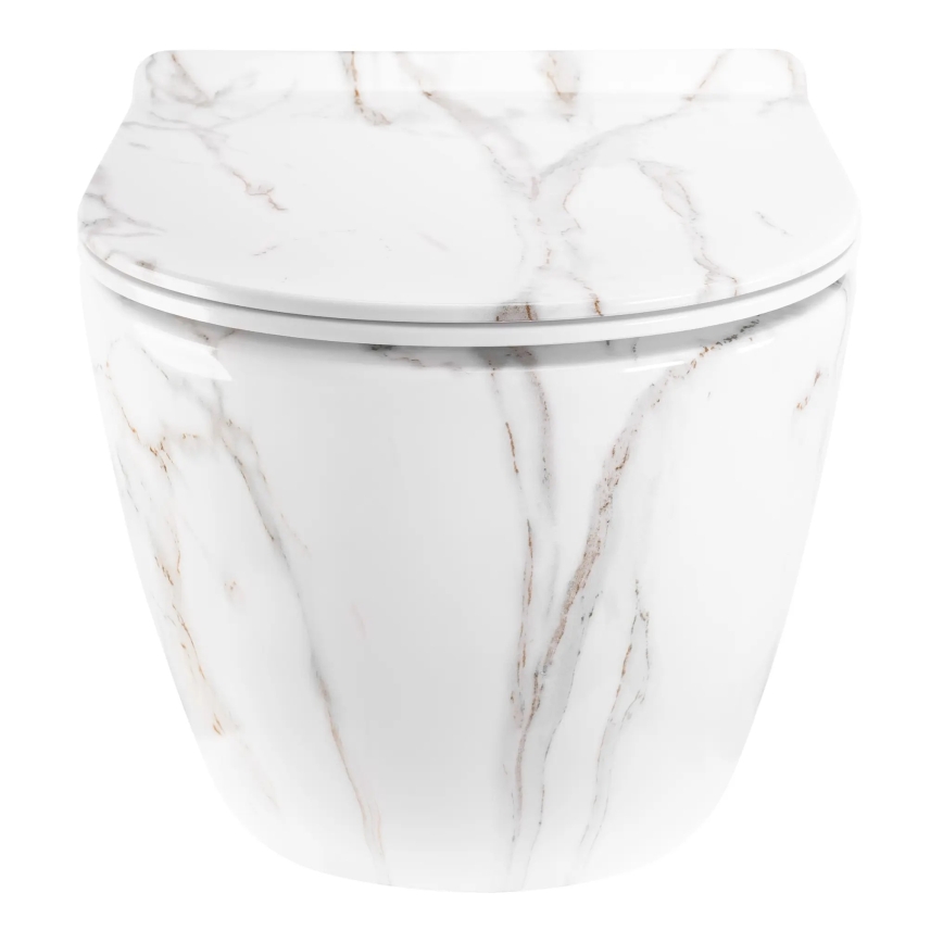 REA-C6390 - Závesné WC s WC sedátkom CARTER TORNADO RIMLESS, keramika/imitácia kameňa
