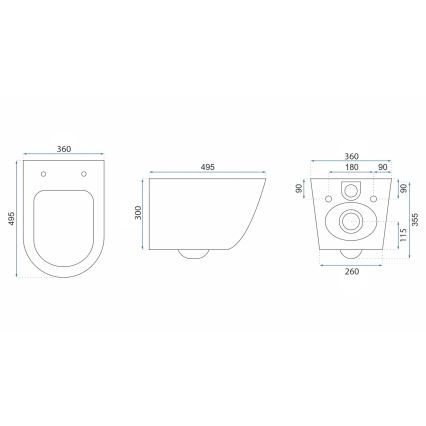 REA-C6800 - Závesné WC s WC sedátkom TITO TORNADO RIMLESS keramika/biela