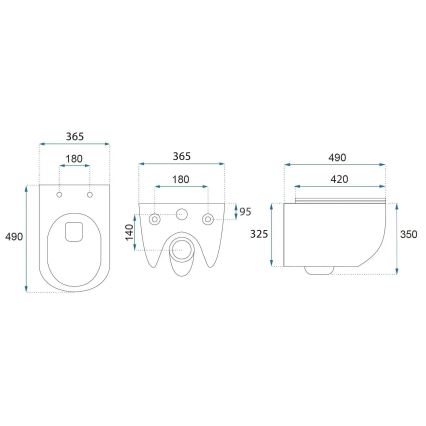 REA-C6806 - Závesné WC s WC sedátkom CARLO MINI TORNADO RIMLESS keramika/biela/zlatá