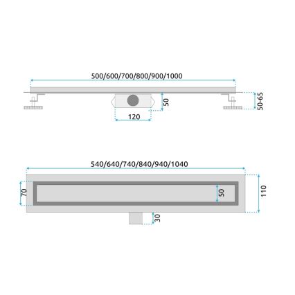 REA-G2502 - Odtokový žľab NEOX 70 cm nerezová oceľ