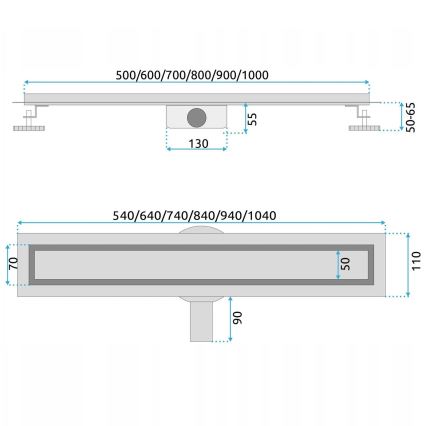 REA-G5806 - Odtokový žľab NEOX PRO 50 cm nikel