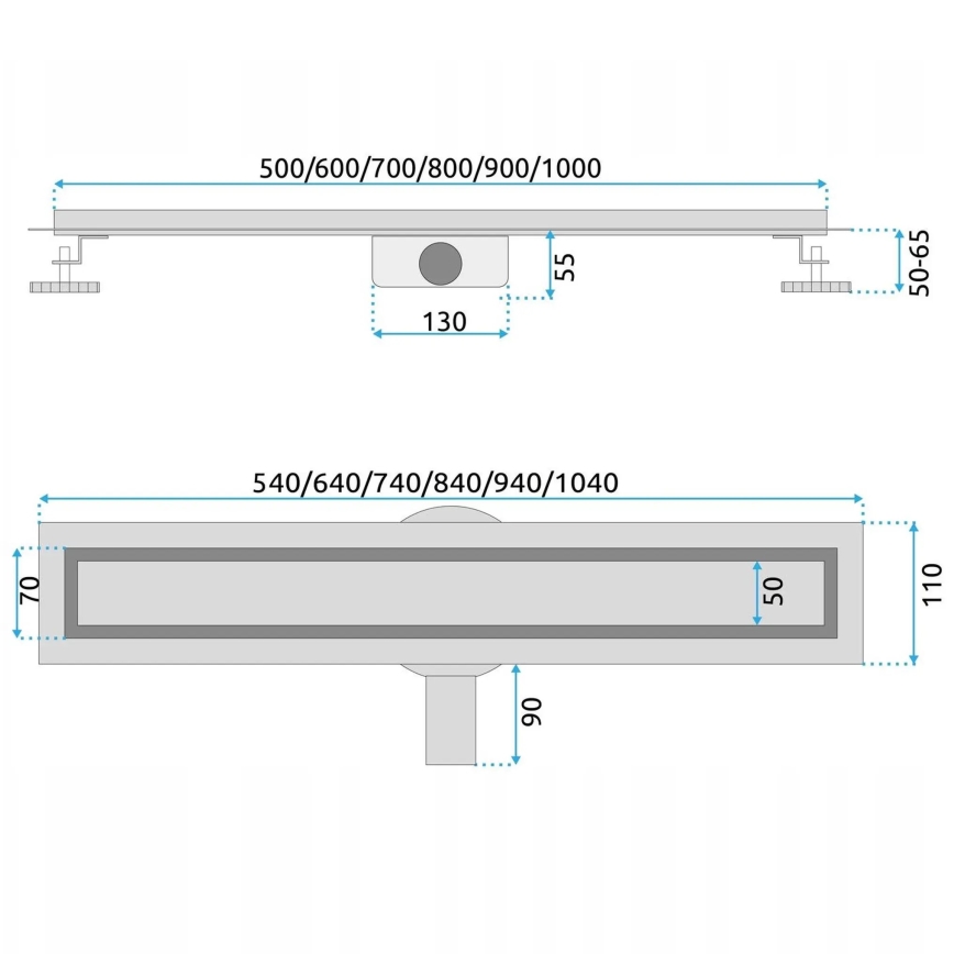 REA-G5810 - Odtokový žľab NEOX PRO 90 cm, niklový