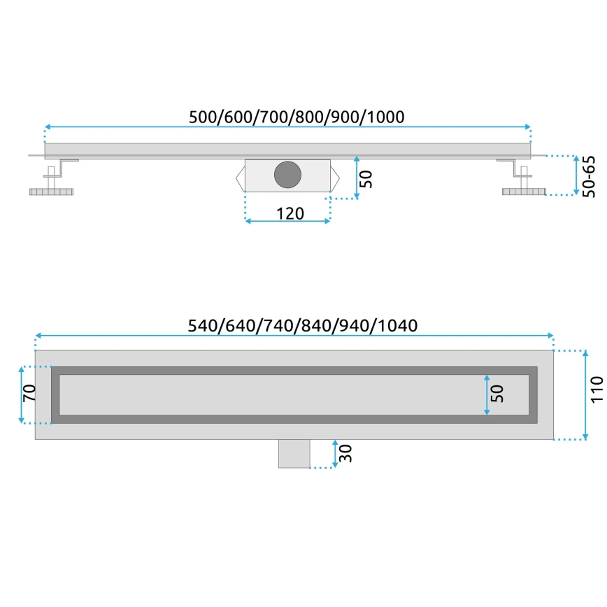 REA-G6605 - Odtokový žľab PURE NEOX 100 cm matná čierna