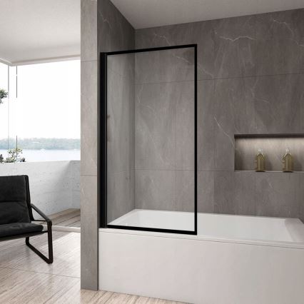REA-K7390 - Vaňová zástena LAGOS 140x80 cm čierna/číra
