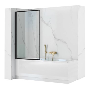 REA-K7633 - Pohyblivá vaňová zástena LAGOS 140x80 cm čierna/číra