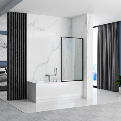 REA-K7633 - Pohyblivá vaňová zástena LAGOS 140x80 cm čierna/číra