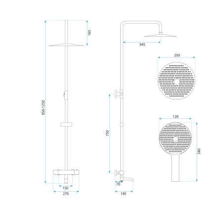REA-P5960 - Sprchová súprava s termostatickou batériou LUNGO DIAMOND zlatá