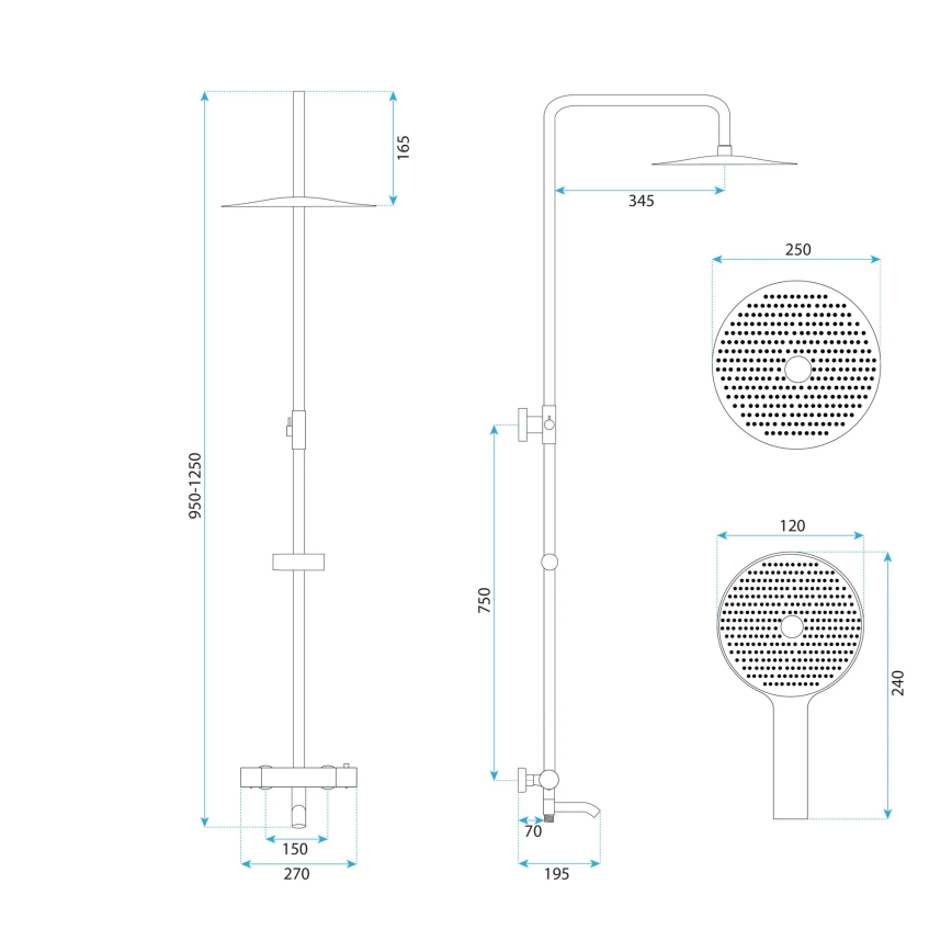 REA-P5961 - Sprchová súprava s termostatickou batériou LUNGO DIAMOND, lesklý chróm