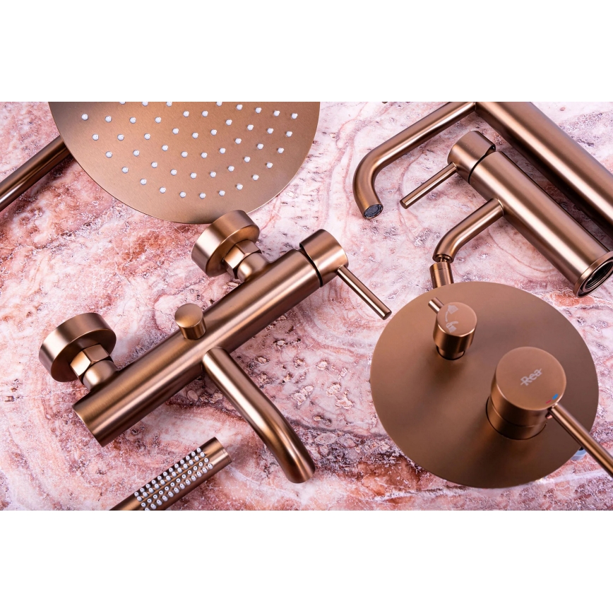 REA-P8807 - Sprchový set s termostatickou batériou LUNGO, kartáčovaná meď