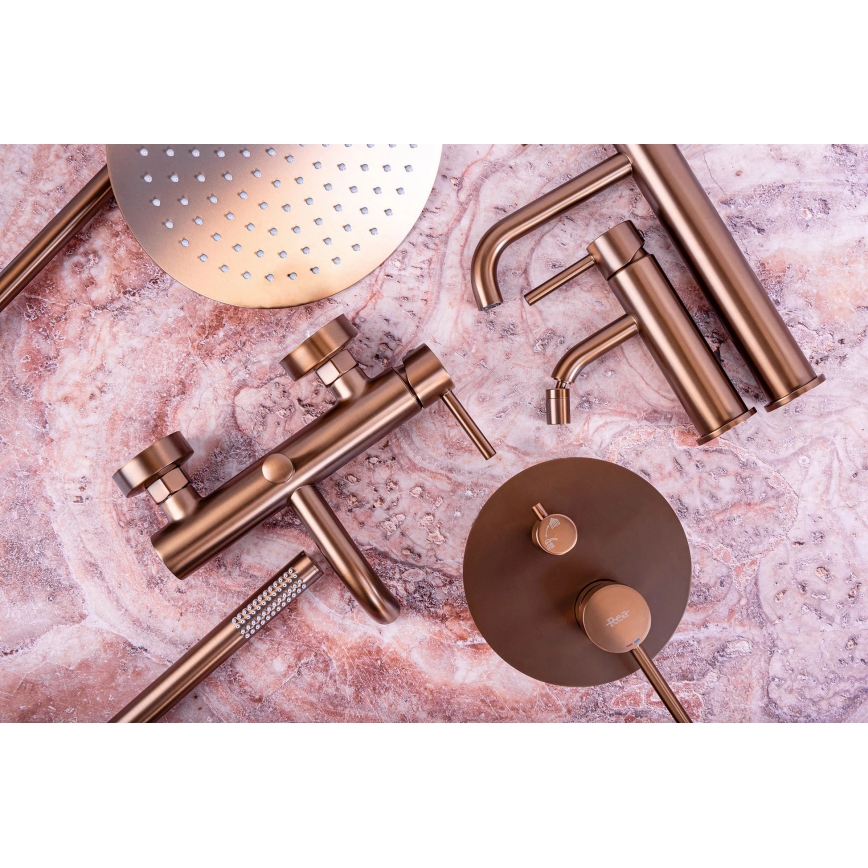 REA-P8807 - Sprchový set s termostatickou batériou LUNGO, kartáčovaná meď
