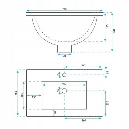 REA-U0190 - Zapustené umývadlo DAFNE 46,5x72 cm keramika/lesklá biela