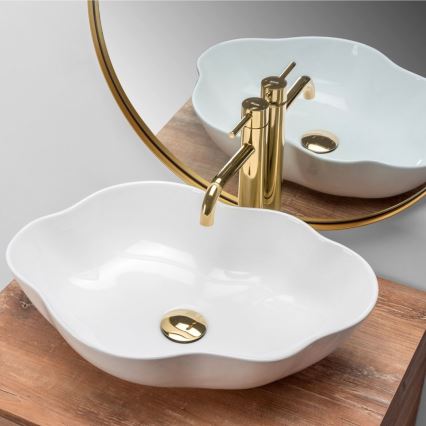 REA-U0265 - Umývadlo na dosku PEARL 38x50,5 cm keramika/lesklé biele