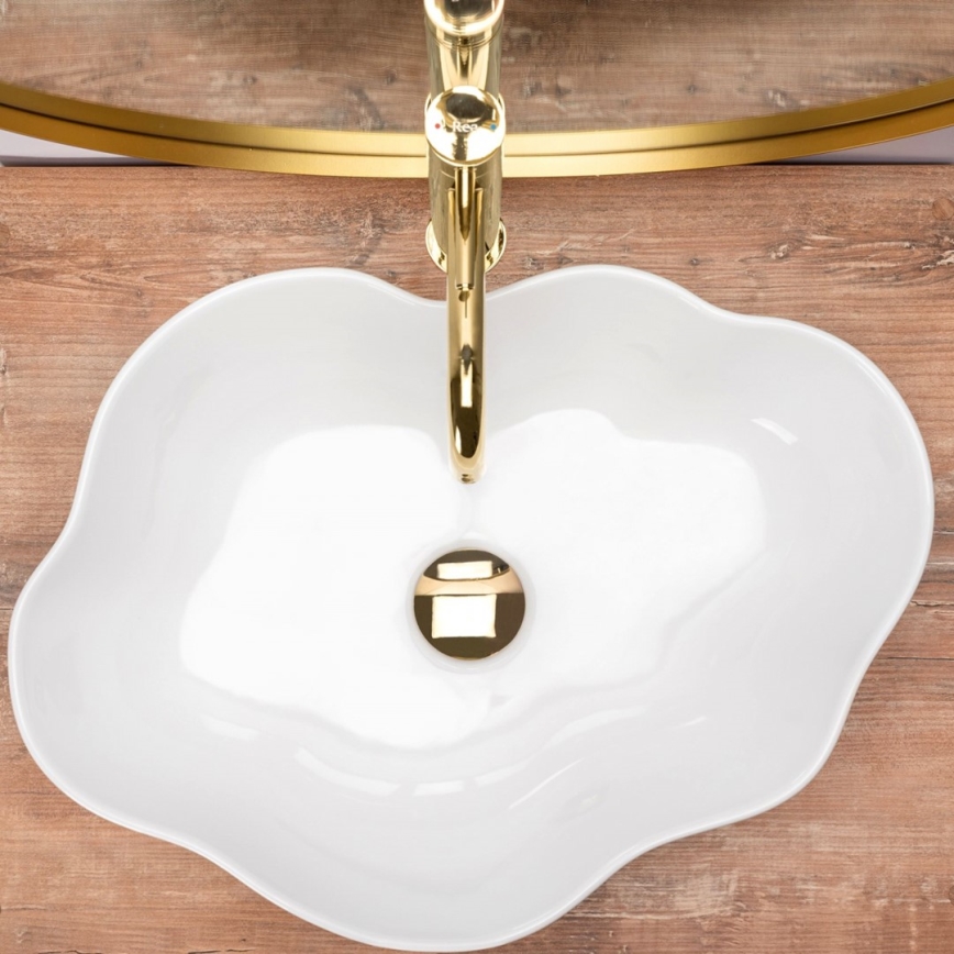 REA-U0265 - Umývadlo na dosku PEARL 38x50,5 cm keramika/lesklé biele