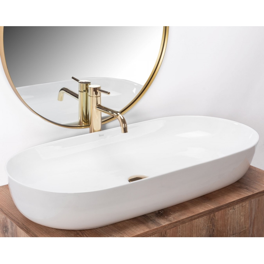 REA-U0563 - Umývadlo na dosku CLEO 41x81 cm keramika/lesklá biela