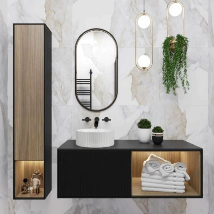 REA-U0601 - Umývadlo na dosku DELIA 36 cm lesklé biele/imitácia kameňa