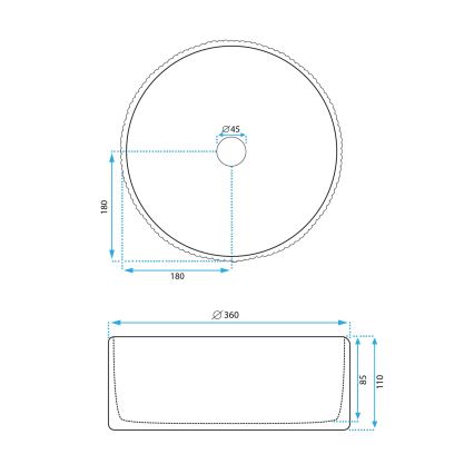 REA-U0601 - Umývadlo na dosku DELIA 36 cm lesklé biele/imitácia kameňa