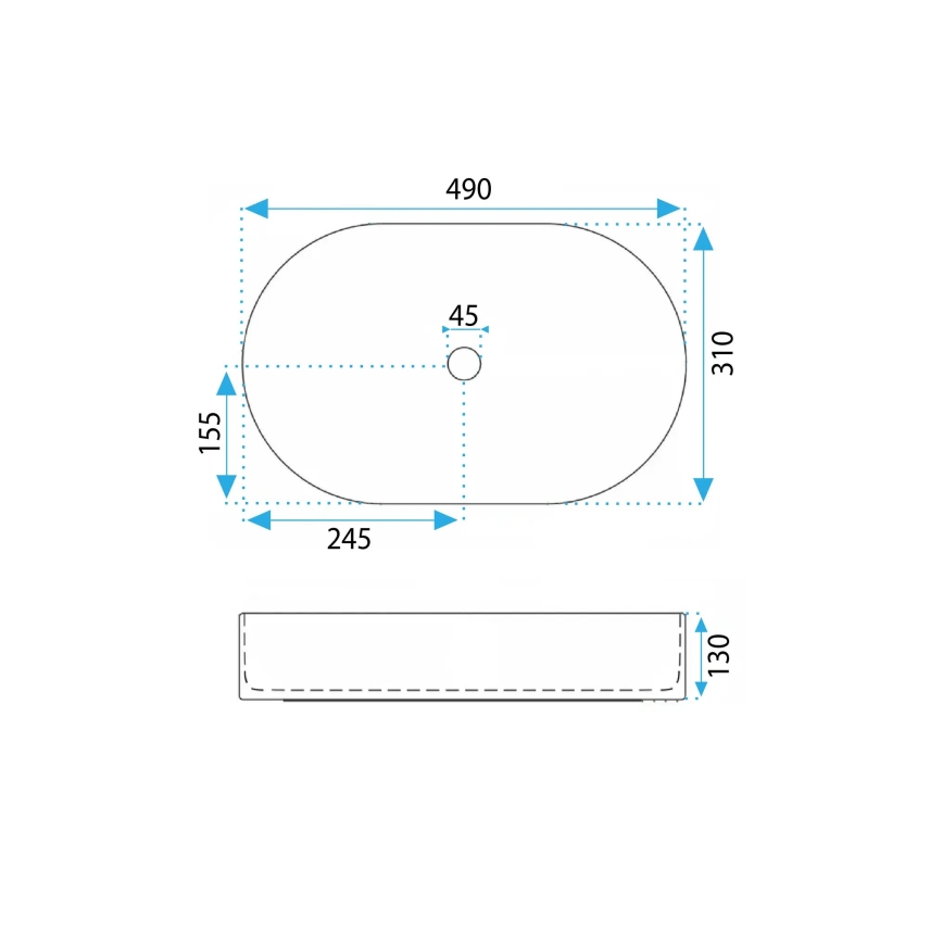 REA-U0603 - Umývadlo na dosku VANDA 31x49 cm keramika/lesklá biela