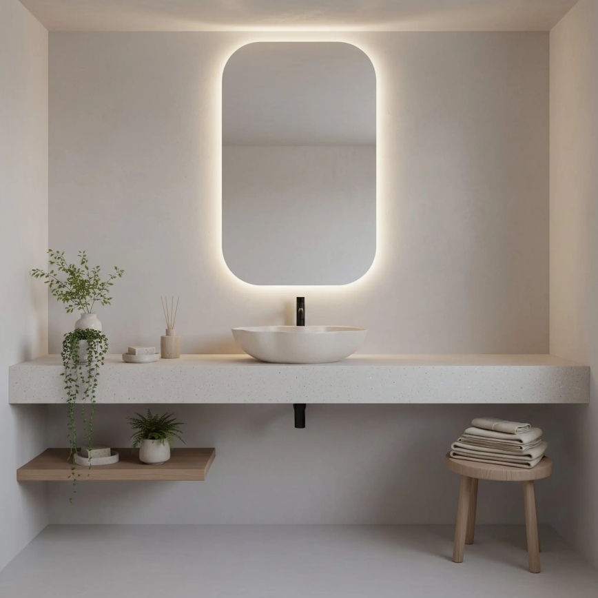 REA-U0617 - Umývadlo na dosku PEARL 38x50,5 cm keramika/béžová/imitácia kameňa