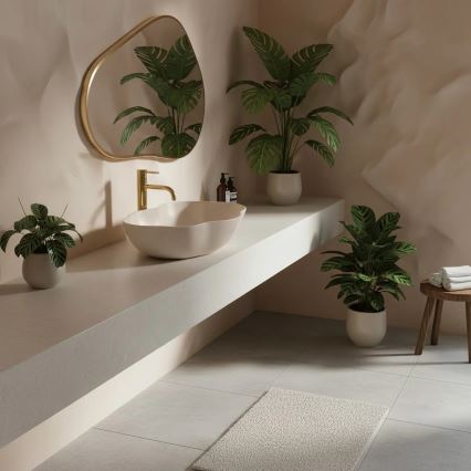 REA-U0617 - Umývadlo na dosku PEARL 38x50,5 cm keramika/béžová/imitácia kameňa