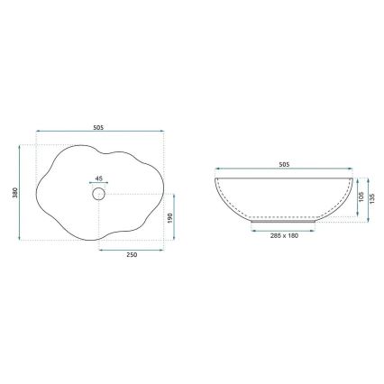 REA-U0617 - Umývadlo na dosku PEARL 38x50,5 cm keramika/béžová/imitácia kameňa