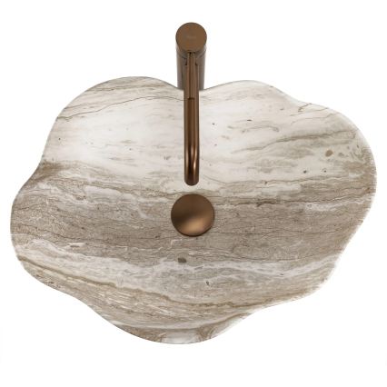 REA-U0618 - Umývadlo na dosku PEARL 38x50,5 cm keramika/béžová/imitácia kameňa