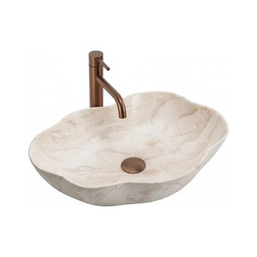 REA-U0619 - Umývadlo na dosku PEARL 38x50,5 cm keramika/béžová