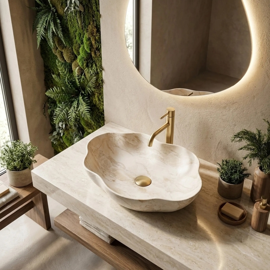 REA-U0619 - Umývadlo na dosku PEARL 38x50,5 cm keramika/béžová