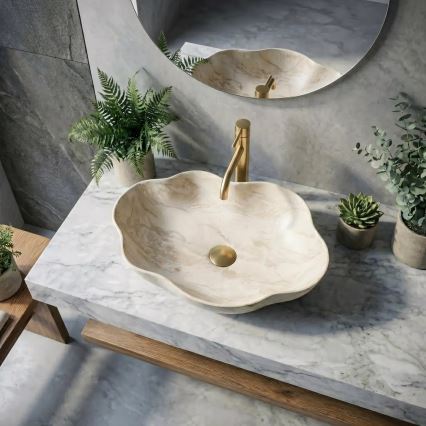 REA-U0619 - Umývadlo na dosku PEARL 38x50,5 cm keramika/béžová