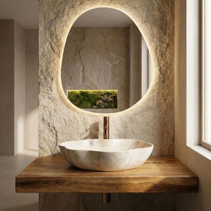 REA-U0619 - Umývadlo na dosku PEARL 38x50,5 cm keramika/béžová