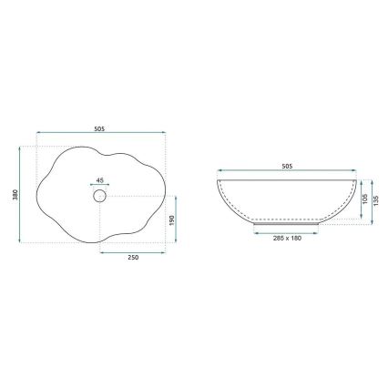 REA-U0619 - Umývadlo na dosku PEARL 38x50,5 cm keramika/béžová