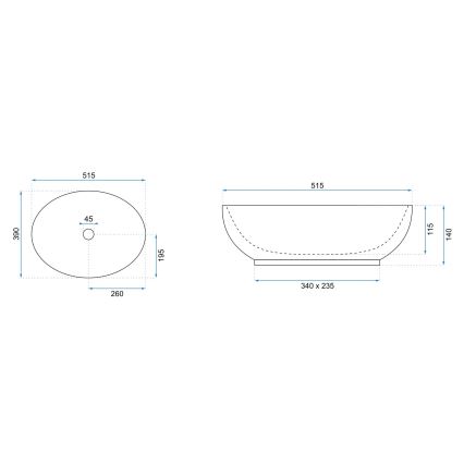 REA-U0627 - Umývadlo na dosku CAROLA 39x51,5 cm keramika/béžová/hnedá