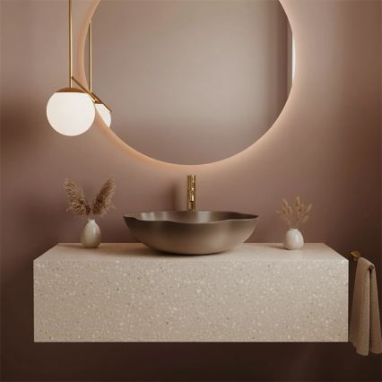 REA-U0629 - Umývadlo na dosku PEARL 38x50,5 cm keramika/hnedá