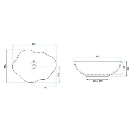 REA-U0629 - Umývadlo na dosku PEARL 38x50,5 cm keramika/hnedá