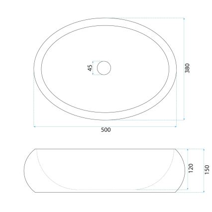 REA-U0634 - Umývadlo na dosku MIKA GABRO 38x50 cm čierna/imitácia kameňa