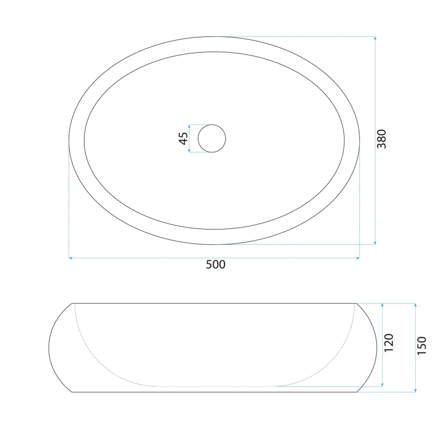 REA-U0634 - Umývadlo na dosku MIKA GABRO 38x50 cm čierna/imitácia kameňa