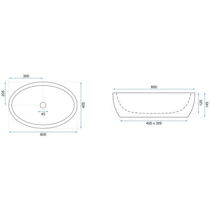 REA-U0656 - Umývadlo na dosku MELANIA 40,5x60 cm keramika/lesklá biela