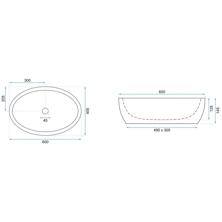 REA-U0656 - Umývadlo na dosku MELANIA 40,5x60 cm keramika/lesklá biela