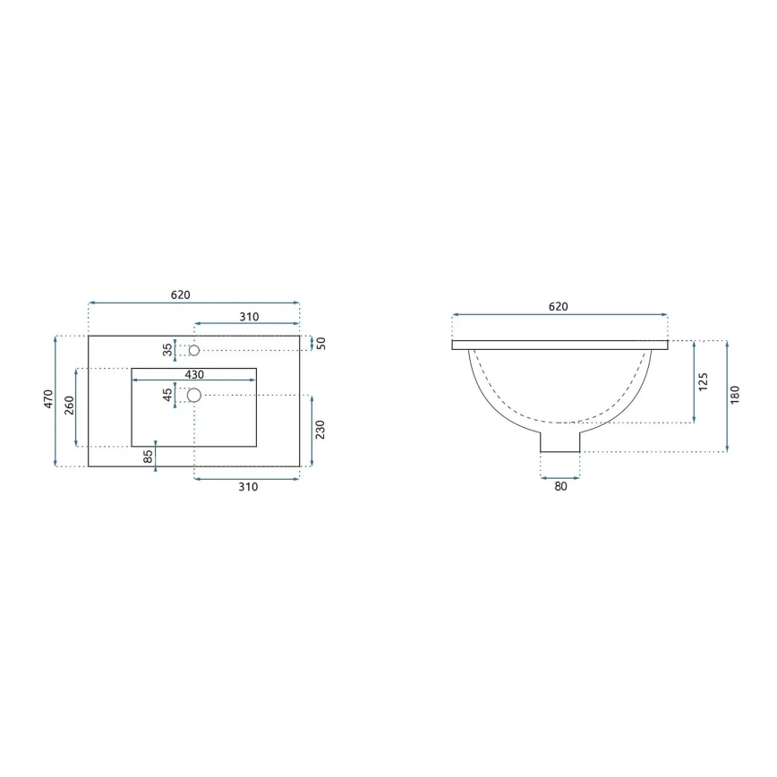 REA-U0786 - Zapustené umývadlo DAFNE 47x62 cm keramika/lesklá biela