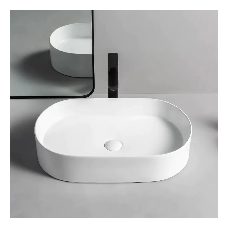 REA-U1055 - Umývadlo na dosku NADIA 38,5x61 cm keramika/lesklá biela