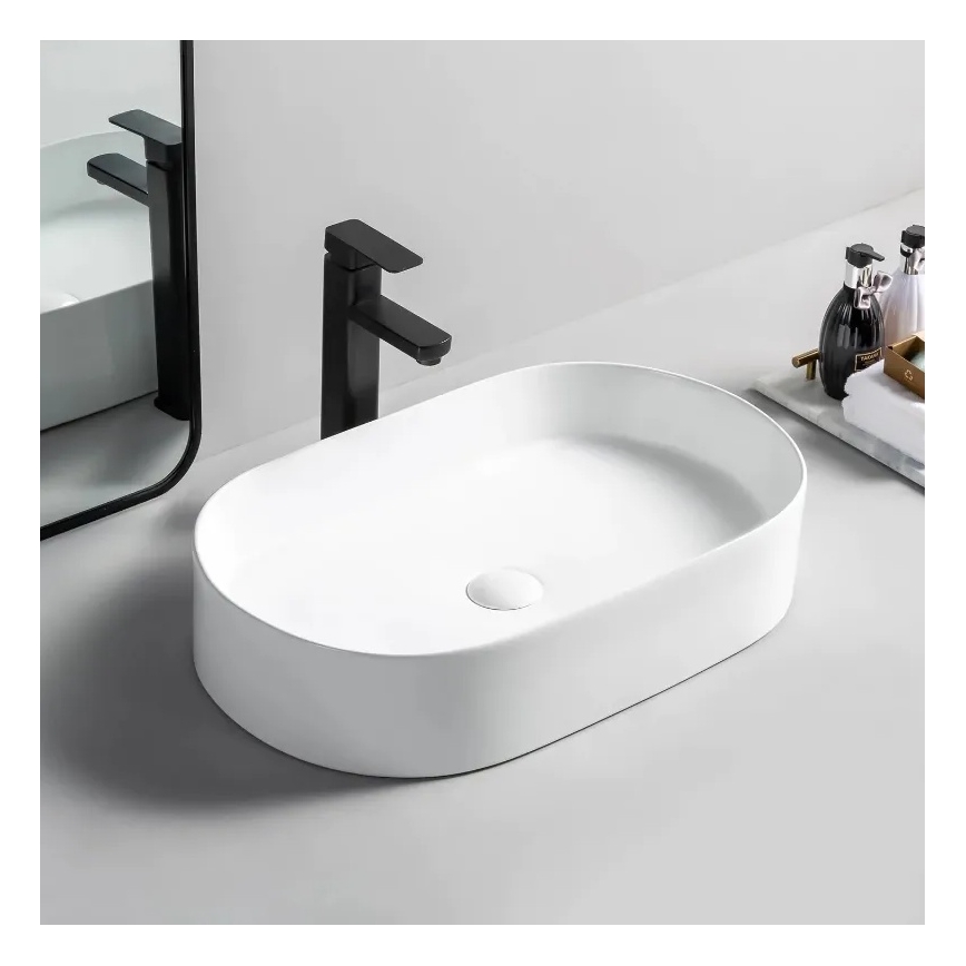 REA-U1055 - Umývadlo na dosku NADIA 38,5x61 cm keramika/lesklá biela