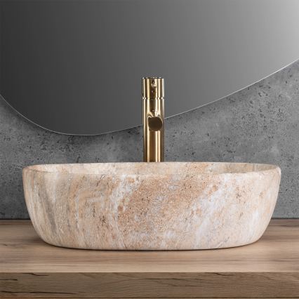 REA-U3000 - Umývadlo na dosku AMELIA 34,5x48 cm keramika/béžová/imitácia kameňa