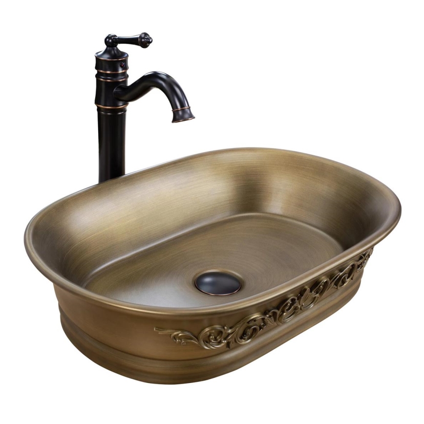 REA-U3305 -  Umývadlo na dosku WILMA RUSTIC 38x55 cm keramika/medená
