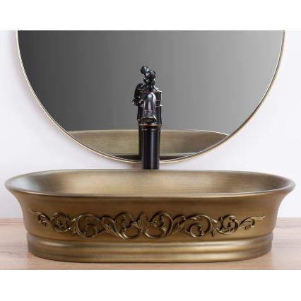 REA-U3305 -  Umývadlo na dosku WILMA RUSTIC 38x55 cm keramika/medená