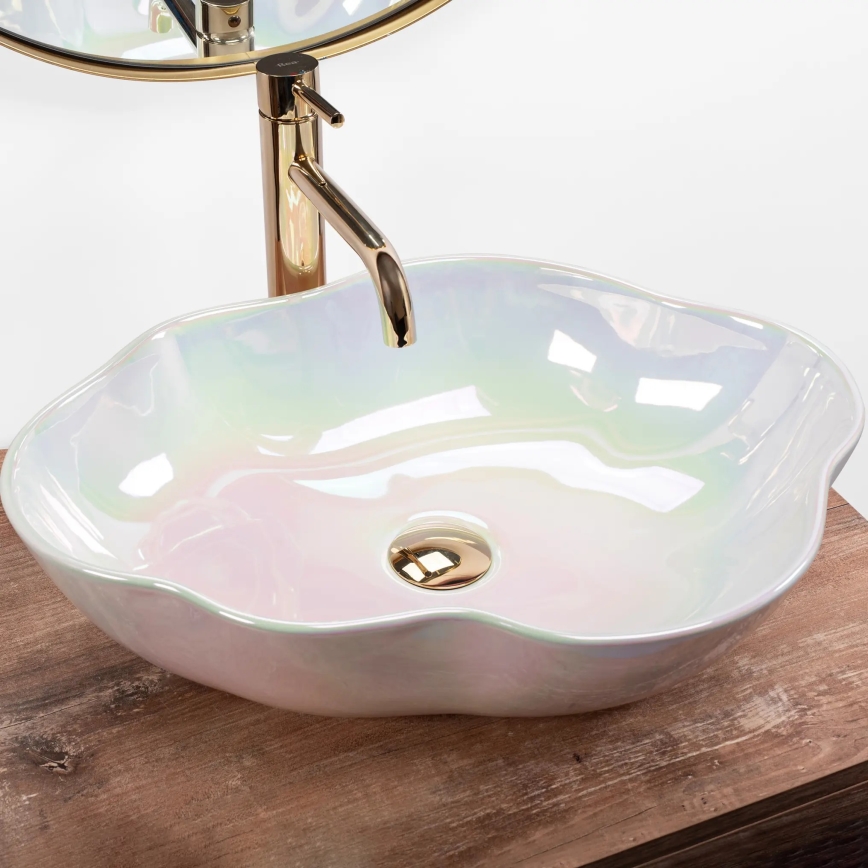 REA-U3309 - Umývadlo na dosku PEARL 38x50,5 cm keramika/pestrofarebné