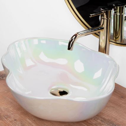 REA-U3309 - Umývadlo na dosku PEARL 38x50,5 cm keramika/pestrofarebné