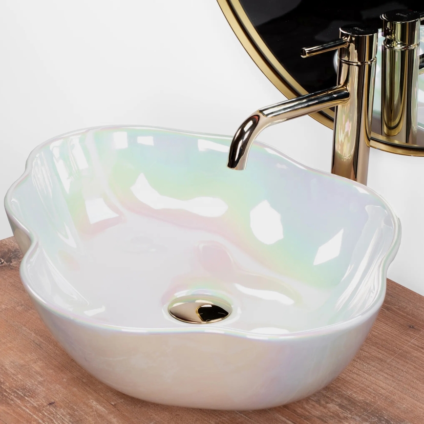 REA-U3309 - Umývadlo na dosku PEARL 38x50,5 cm keramika/pestrofarebné