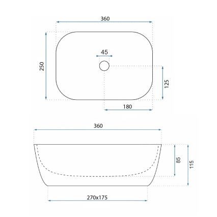 REA-U3321 - Umývadlo na dosku BELINDA MINI 25x36 cm keramika/šedá/imitácia kameňa