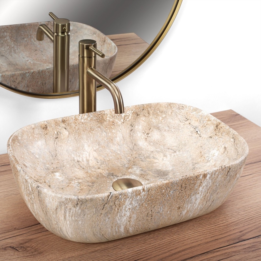 REA-U3323 - Umývadlo na dosku BELINDA 33,5x46,5 cm keramika/imitácia kameňa